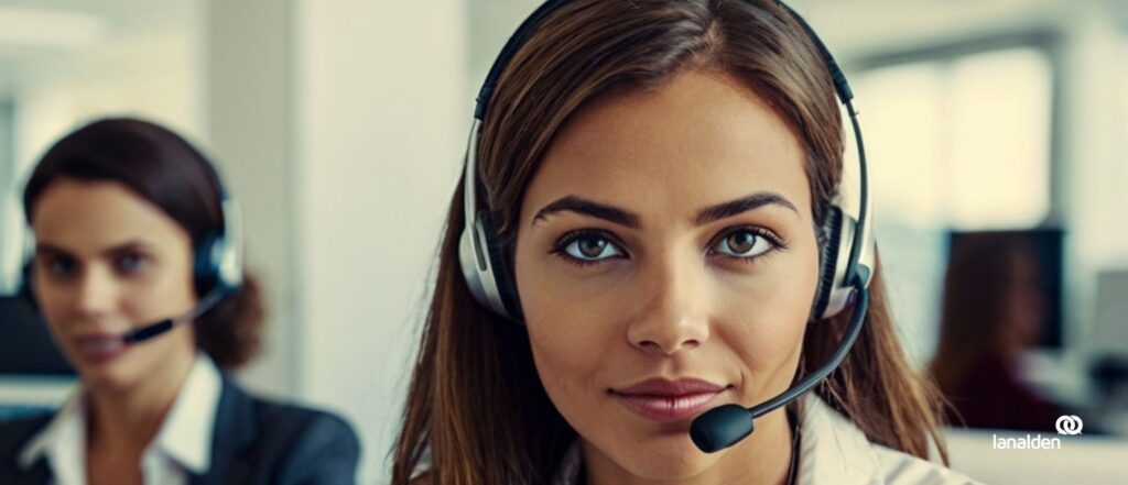 Agente de contact center de Lanalden prestando servicio desde las oficinas de Madrid.
