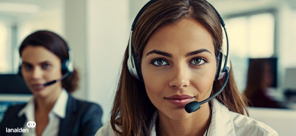 Agente de contact center de Lanalden prestando servicio desde las oficinas de Bilbao, Madrid, Barcelona.