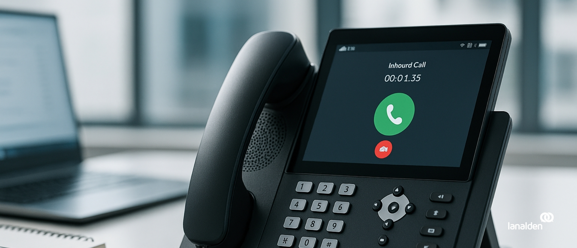 Centralita virtual moderna en el contact center la oficina de Madrid de Lanalden.