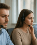 Teleoperadores trabajando en un contact center con soporte de IA agéntica